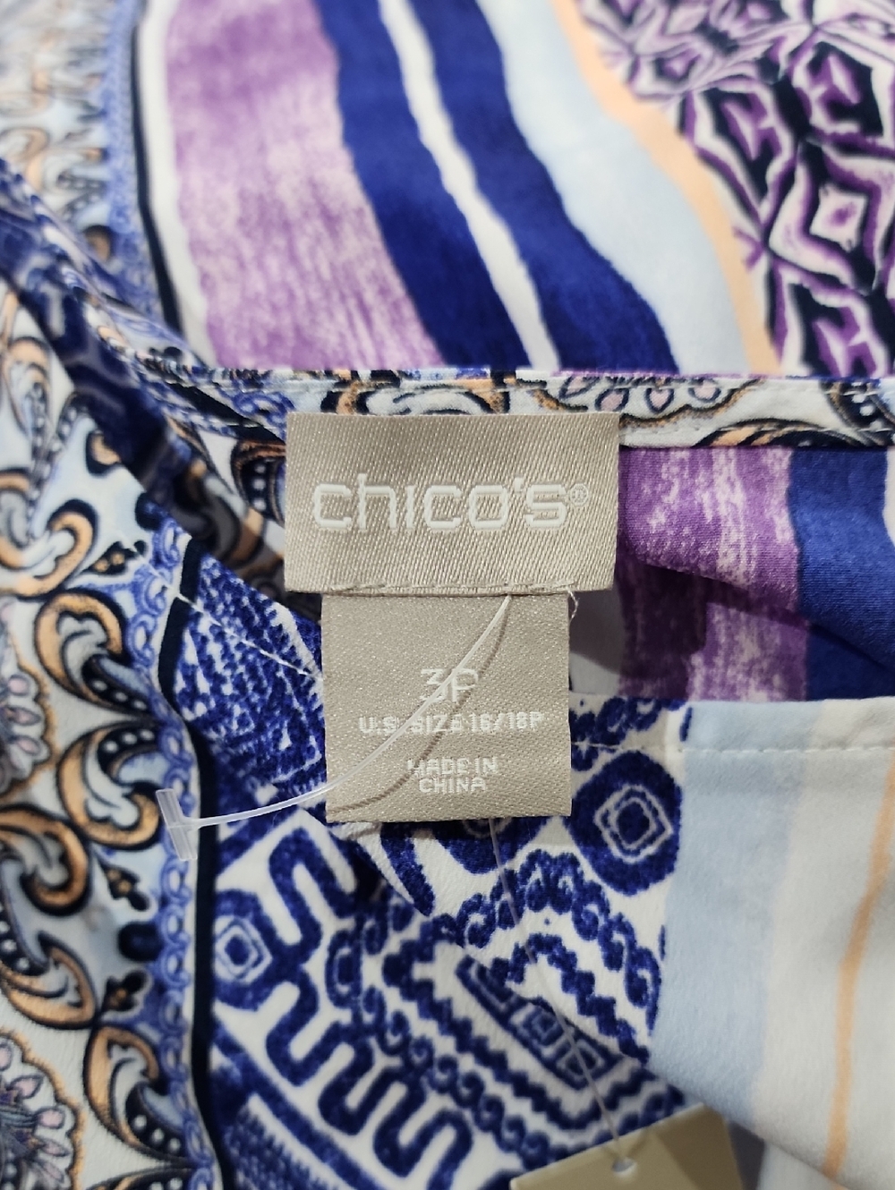 Chico's Mixed Print Flutter Sleeve Top New With Tags - Picture 7 of 9
